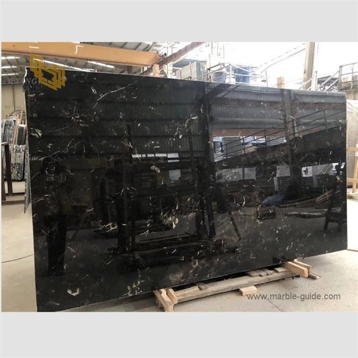 Polished Black Ice Flower Marble Slab For Interio Projects